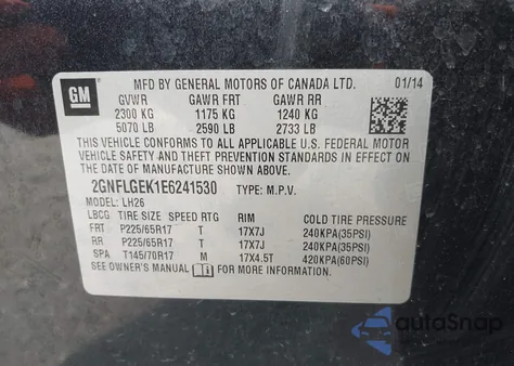 2014 Chevrolet Equinox 2Lt from USA, damaged, VIN 2GNFLGEK1E6241530